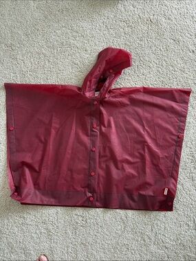 Hunter Red Hooded Rain Poncho - Kids Size S, Red